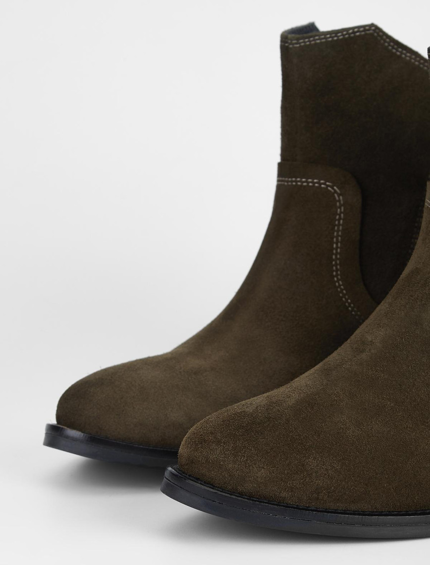 Valmenti Kadın Haki Süet Hakiki Deri Casual Bot