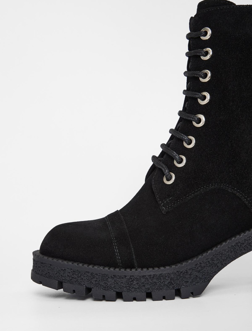 Valmenti Kadın Siyah Süet Hakiki Deri Casual Bot