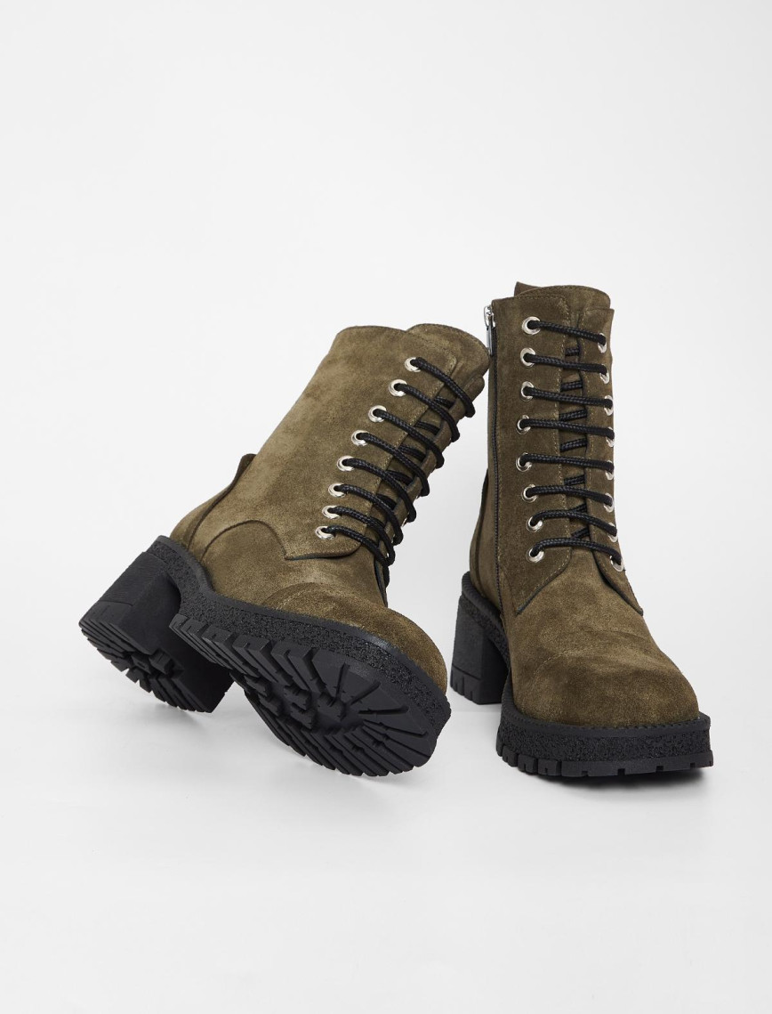 Valmenti Kadın Haki Süet Hakiki Deri Casual Bot