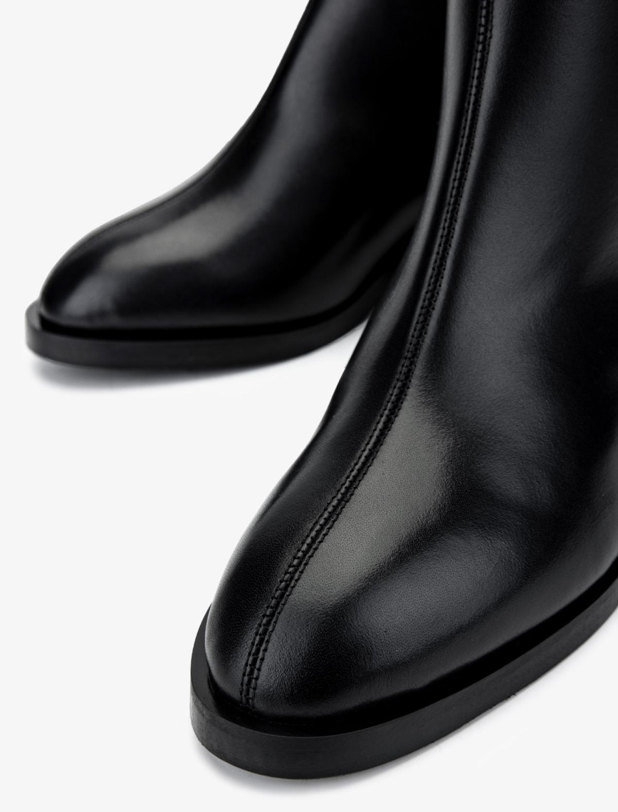 Valmenti Kadın Hakiki Deri Siyah Deri Topuklu Bot