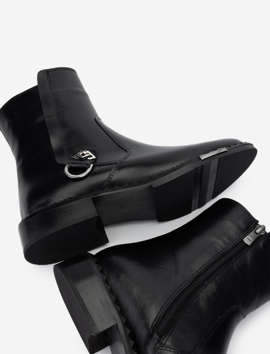 Valmenti Kadın Hakiki Deri Siyah Deri Düz Bot Valmenti Kadın Hakiki Deri Siyah Deri Düz Bot