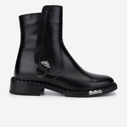 Valmenti Kadın Hakiki Deri Siyah Deri Düz Bot