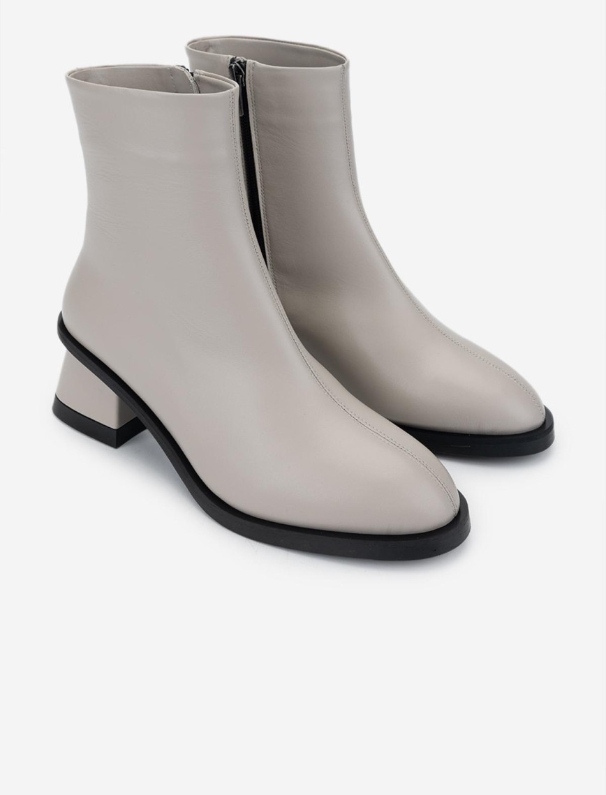 Valmenti Kadın Hakiki Deri Bej Rugan Topuklu Bot