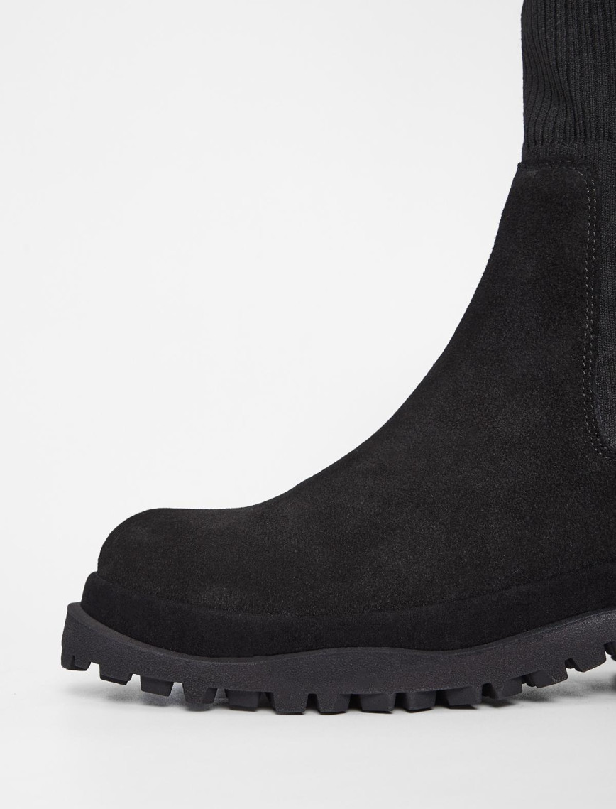 Valmenti Kadın Siyah Süet Hakiki Deri Casual Bot