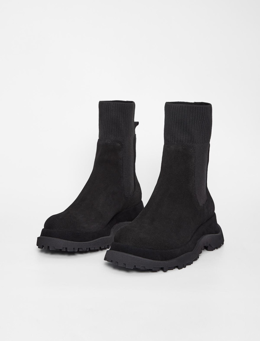 Valmenti Kadın Siyah Süet Hakiki Deri Casual Bot