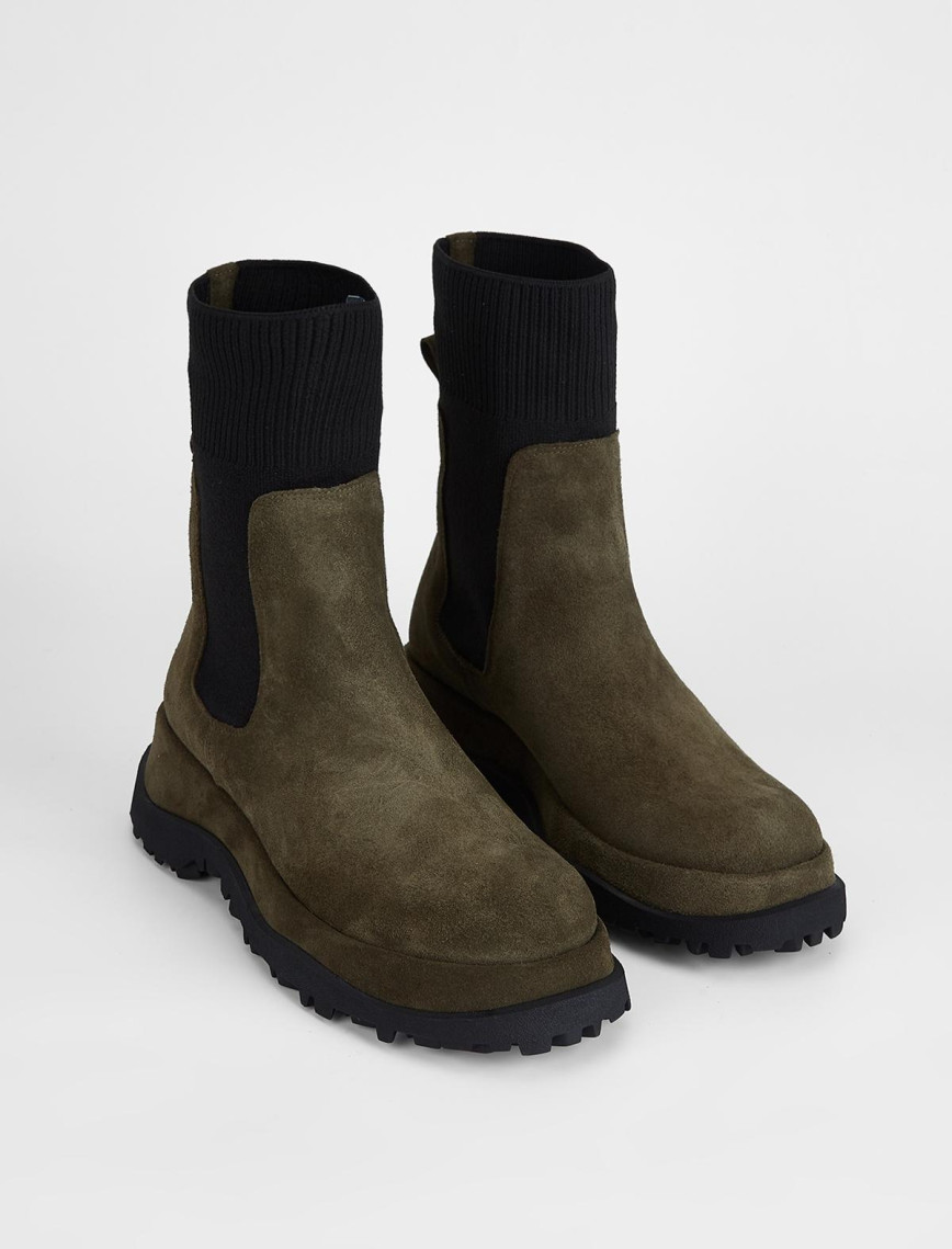 Valmenti Kadın Haki Süet Hakiki Deri Casual Bot