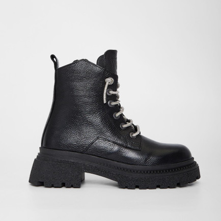 Valmenti Kadın Siyah Hakiki Deri Casual Bot