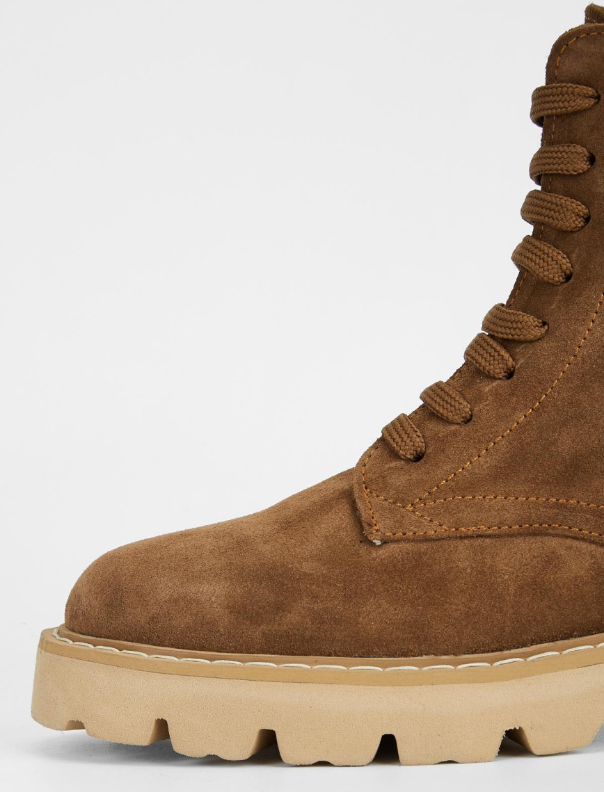 Valmenti Kadın Taba Süet Hakiki Deri Casual Bot