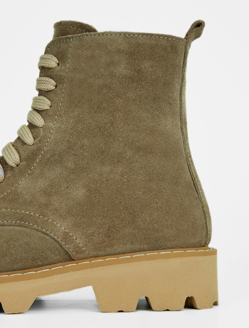 Valmenti Kadın Bej Süet Hakiki Deri Casual Bot