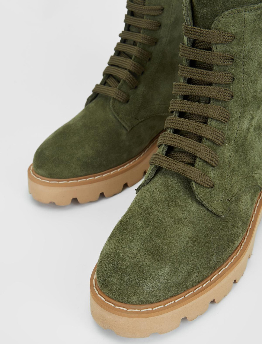 Valmenti Kadın Haki Süet Hakiki Deri Casual Bot