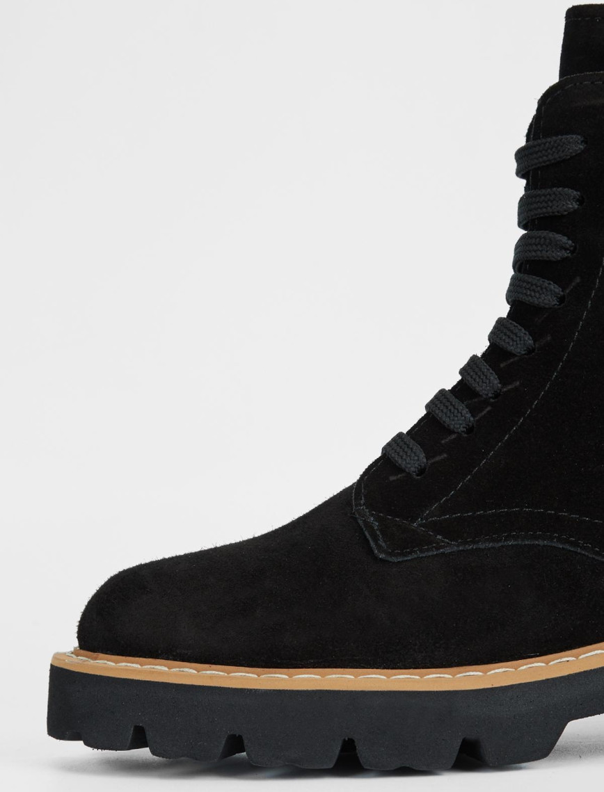 Valmenti Kadın Siyah Süet Hakiki Deri Casual Bot