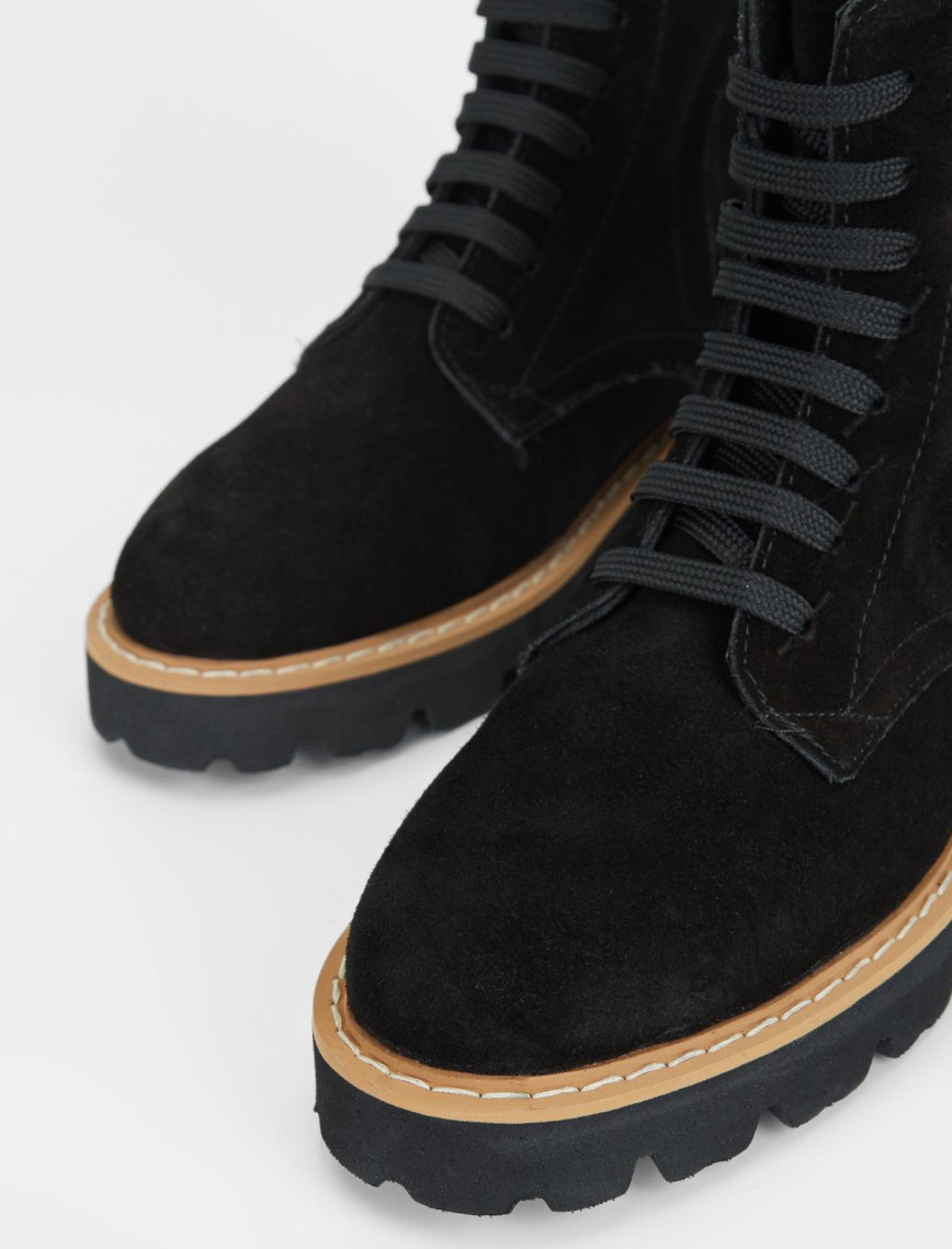 Valmenti Kadın Siyah Süet Hakiki Deri Casual Bot