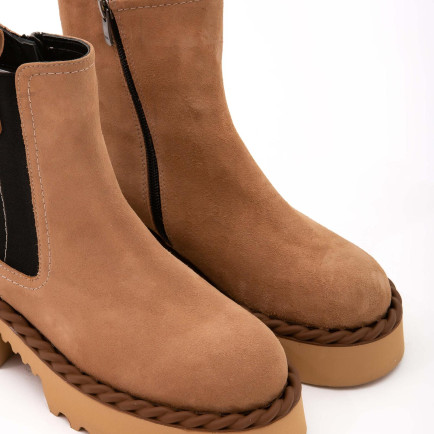 Tamer Tanca Kadın Hakiki Deri Bej Casual Bot