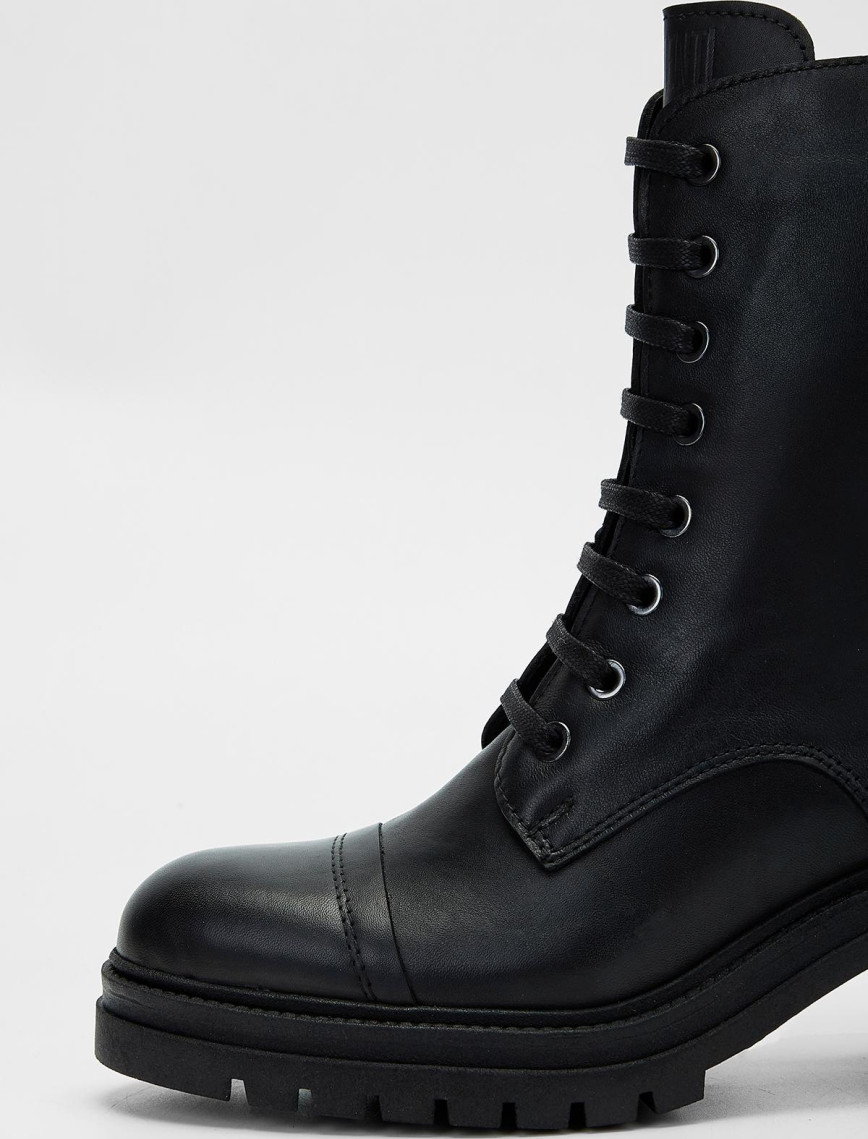 Valmenti Kadın Siyah Hakiki Deri Casual Bot