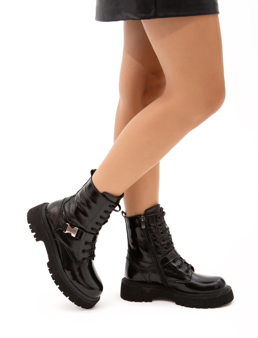 Tamer Tanca Kadın Hakiki Deri Siyah Rugan POSTAL Bot Tamer Tanca Kadın Hakiki Deri Siyah Rugan POSTAL Bot