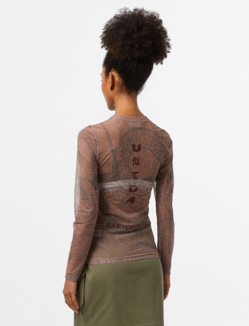 UNITED4 Tulle Dragon Kadın Kahverengi T-Shirt