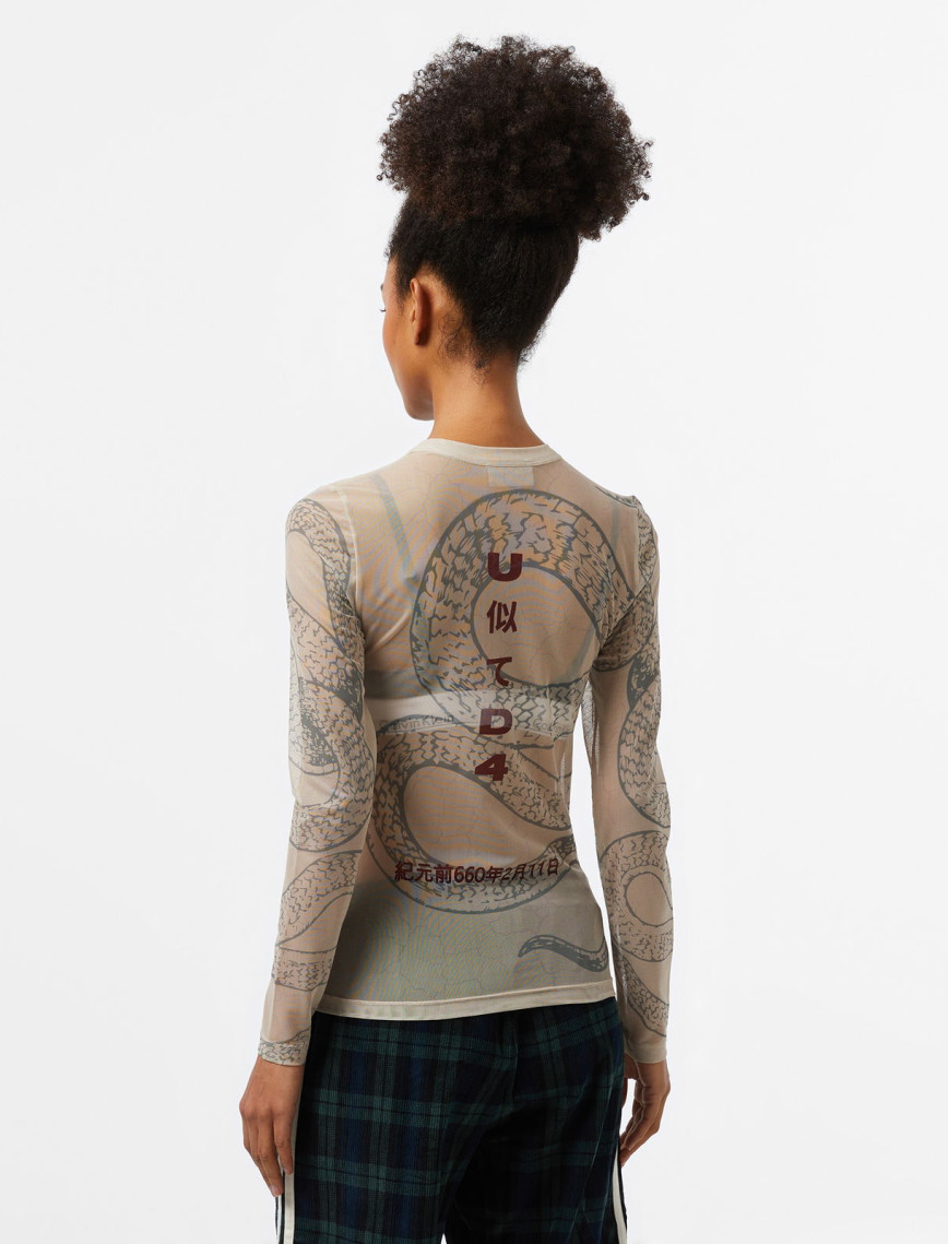 UNITED4 Tulle Dragon Kadın Krem T-Shirt