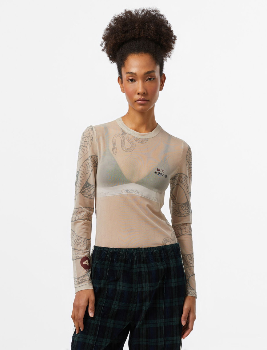 UNITED4 Tulle Dragon Kadın Kahverengi T-Shirt