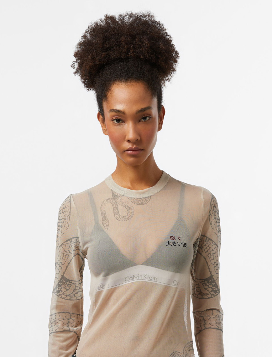 UNITED4 Tulle Dragon Kadın Krem T-Shirt