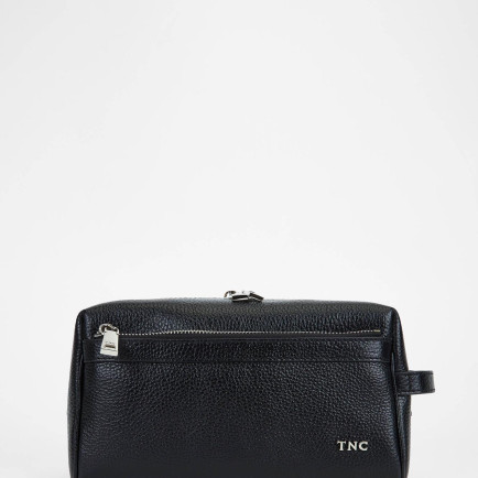 Tamer Tanca Erkek Hakiki Deri Siyah Traş Çantası