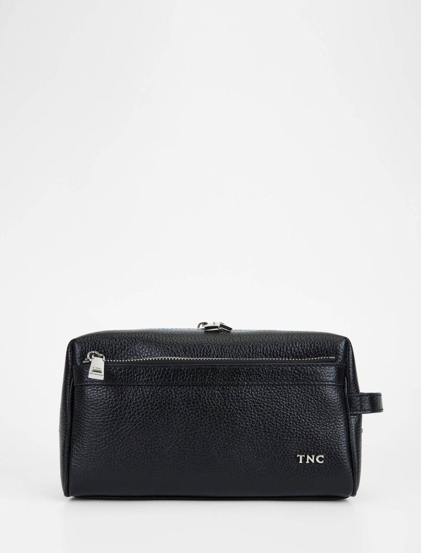 Tamer Tanca Erkek Hakiki Deri Siyah Traş Çantası Tamer Tanca Erkek Hakiki Deri Siyah Traş Çantası