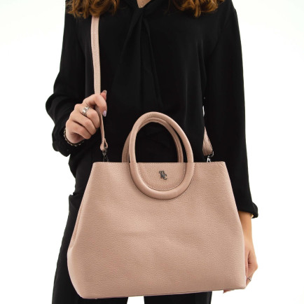 Tamer Tanca Kadın Hakiki Deri Gül Kurusu Omuz Çanta