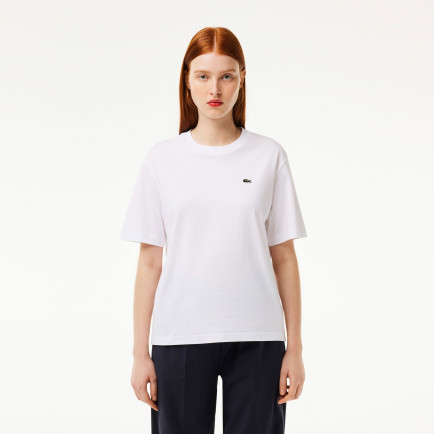 Lacoste Kadın Relaxed Fit Bisiklet Yaka Beyaz T-Shirt Lacoste Kadın Relaxed Fit Bisiklet Yaka Beyaz T-Shirt
