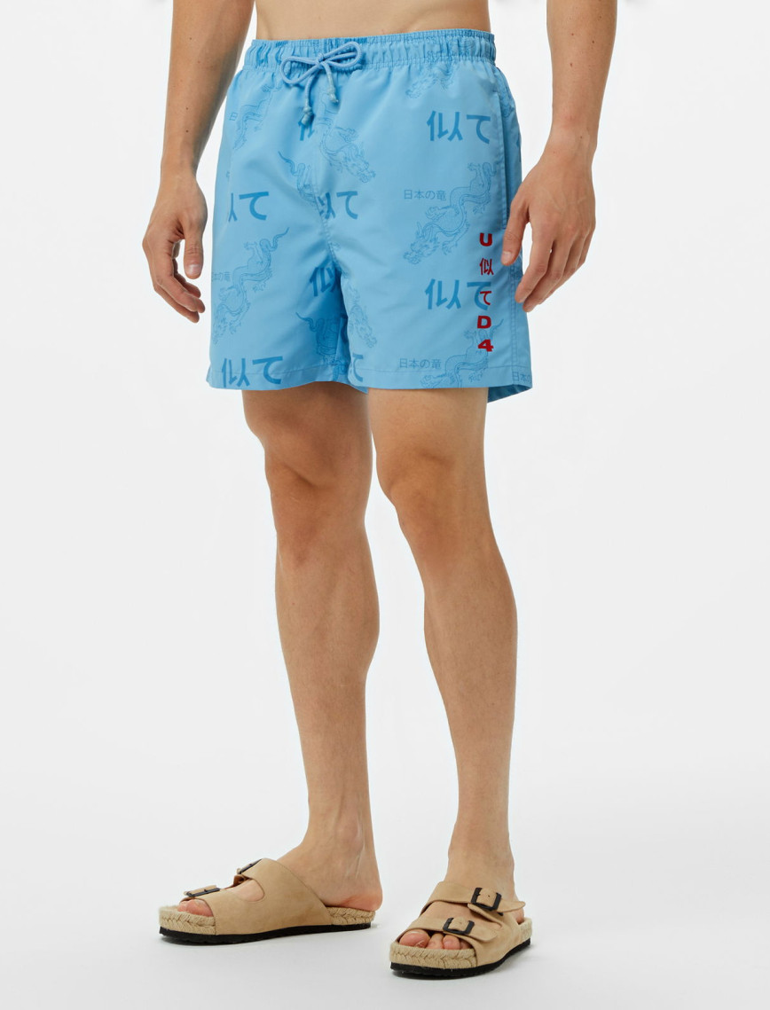 UNITED4 Classic Erkek Mavi Deniz Şortu UNITED4 Classic Erkek Mavi Deniz Şortu