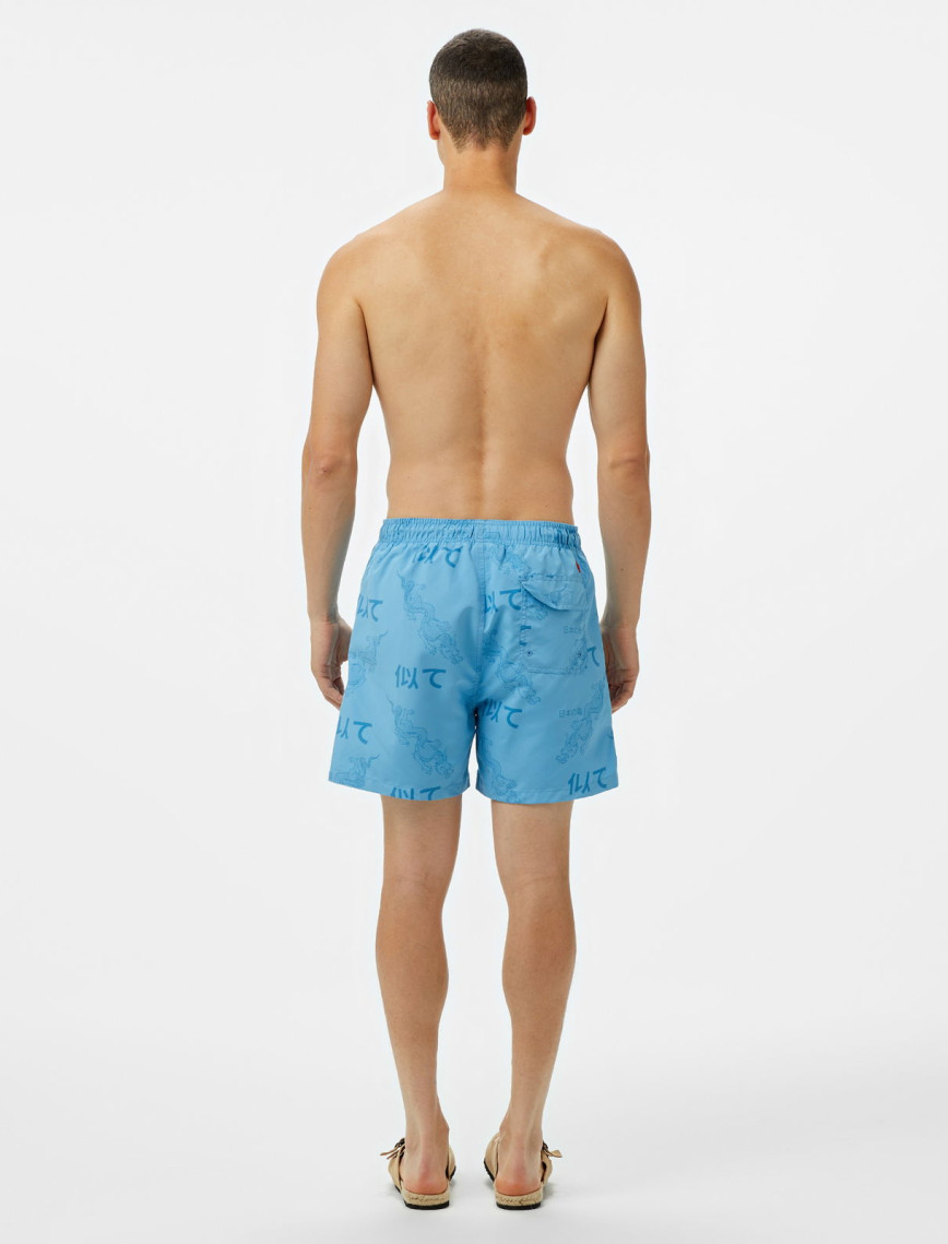 UNITED4 Classic Erkek Mavi Deniz Şortu UNITED4 Classic Erkek Mavi Deniz Şortu
