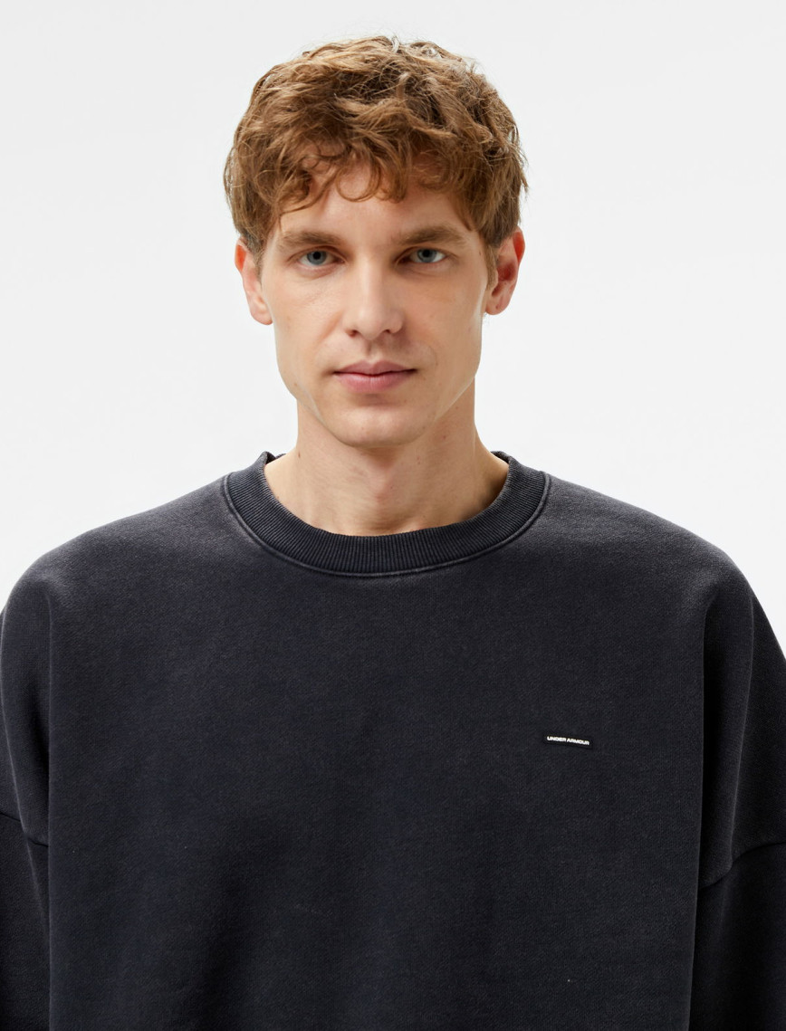 Under Armour icon Hwt Flc Wash Os Crew Erkek Siyah Sweatshirt Under Armour icon Hwt Flc Wash Os Crew Erkek Siyah Sweatshirt