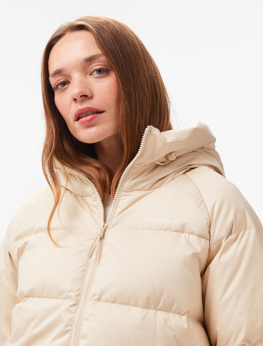 Converse Fashion Short Down Kadın Kapüşonlu Krem Ceket Converse Fashion Short Down Kadın Kapüşonlu Krem Ceket