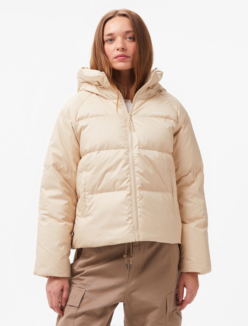 Converse Fashion Short Down Kadın Kapüşonlu Krem Ceket Converse Fashion Short Down Kadın Kapüşonlu Krem Ceket