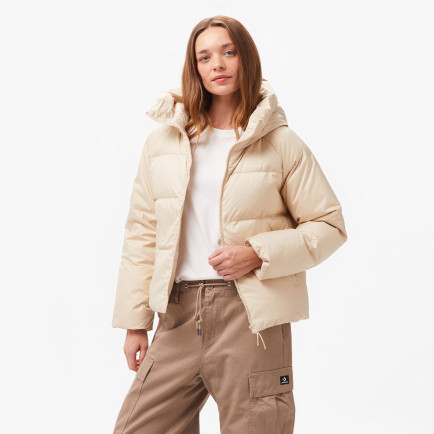 Converse Fashion Short Down Kadın Kapüşonlu Krem Ceket Converse Fashion Short Down Kadın Kapüşonlu Krem Ceket