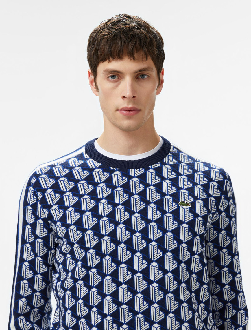 Lacoste Erkek Bisiklet Yaka Monogram Lacivert Triko Lacoste Erkek Bisiklet Yaka Monogram Lacivert Triko