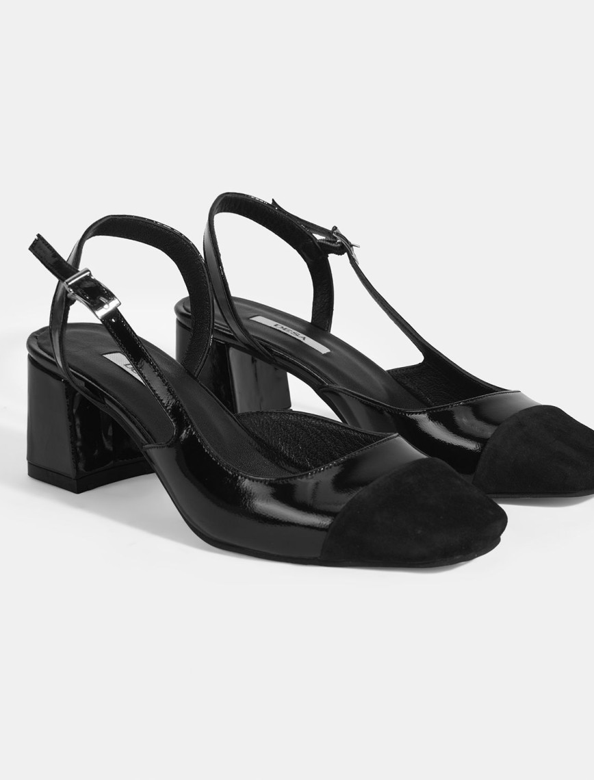 Kadın Siyah Deri Topuklu Klasik Ayakkabı Kadın Siyah Deri Topuklu Klasik Ayakkabı