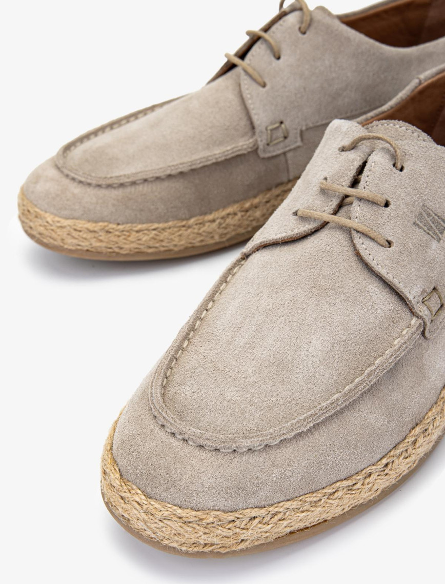 Valmenti Erkek Hakiki Deri Bej Süet Casual Ayakkabı