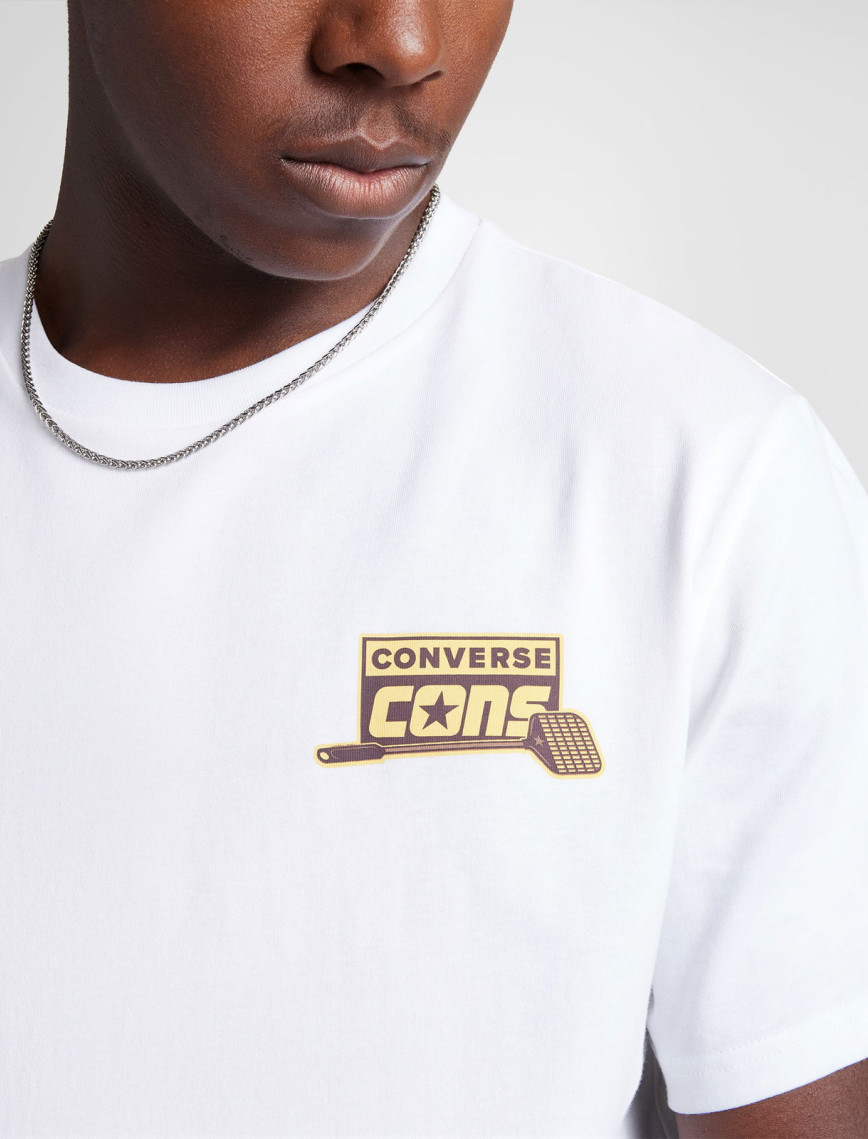 Converse Erkek Loose Fit Baskılı Beyaz T-Shirt Converse Erkek Loose Fit Baskılı Beyaz T-Shirt