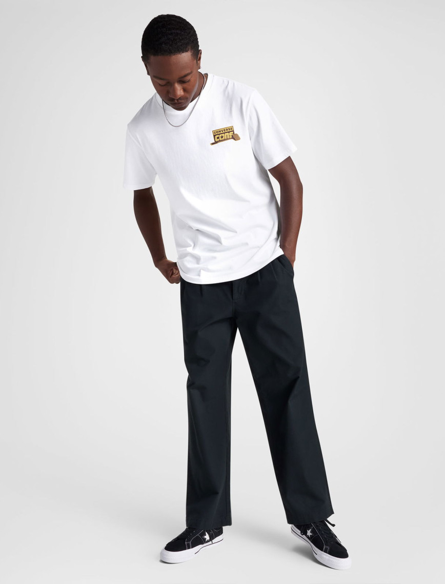 Converse Erkek Loose Fit Baskılı Beyaz T-Shirt Converse Erkek Loose Fit Baskılı Beyaz T-Shirt