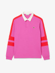 Lacoste Erkek Classic Fit Uzun Kollu Polo Yaka Renk Bloklu Pembe Rugby Polo
