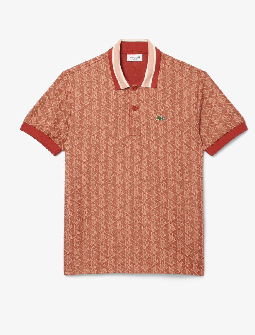 Lacoste Classic Fit Monogram Erkek Kırmızı Polo Lacoste Classic Fit Monogram Erkek Kırmızı Polo