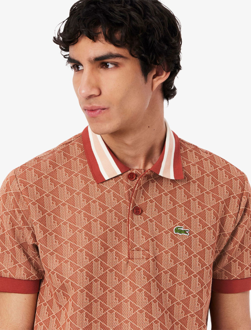 Lacoste Classic Fit Monogram Erkek Kırmızı Polo Lacoste Classic Fit Monogram Erkek Kırmızı Polo