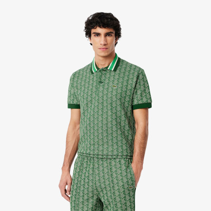 Lacoste Classic Fit Monogram Erkek Yeşil Polo Lacoste Classic Fit Monogram Erkek Yeşil Polo