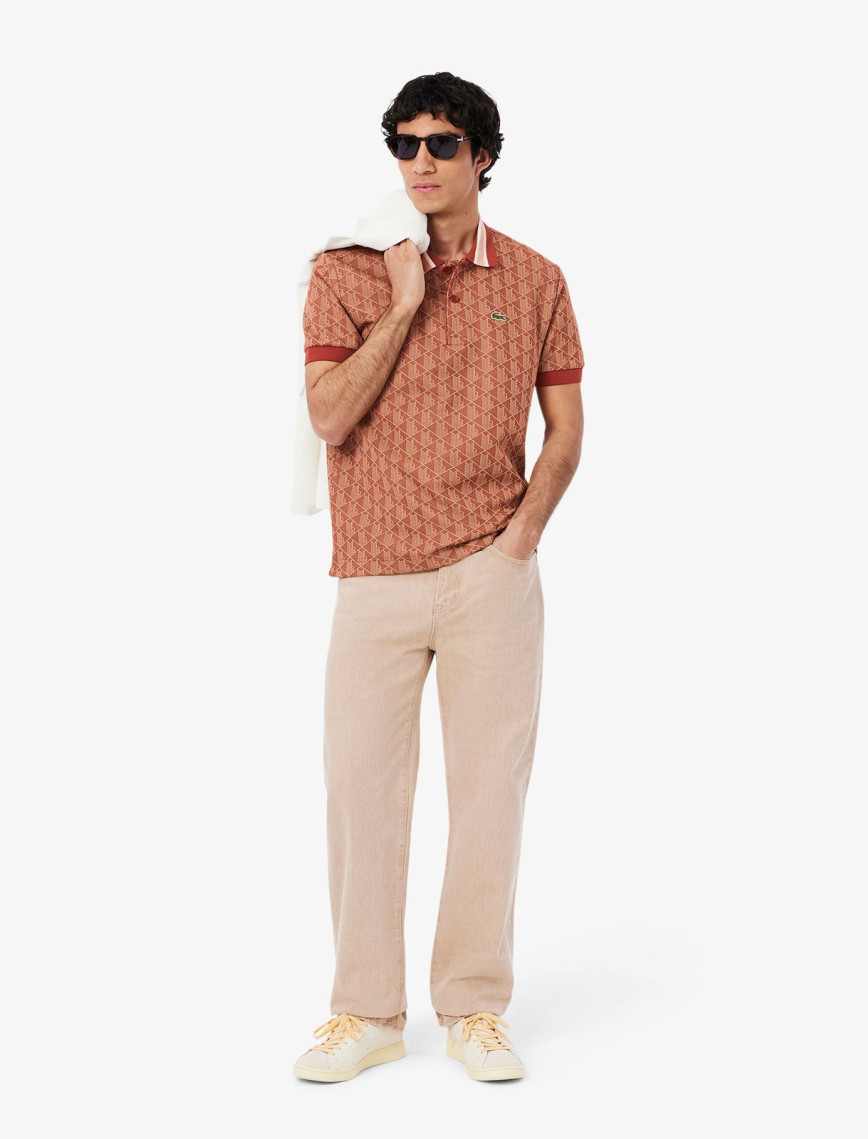 Lacoste Classic Fit Monogram Erkek Kırmızı Polo Lacoste Classic Fit Monogram Erkek Kırmızı Polo