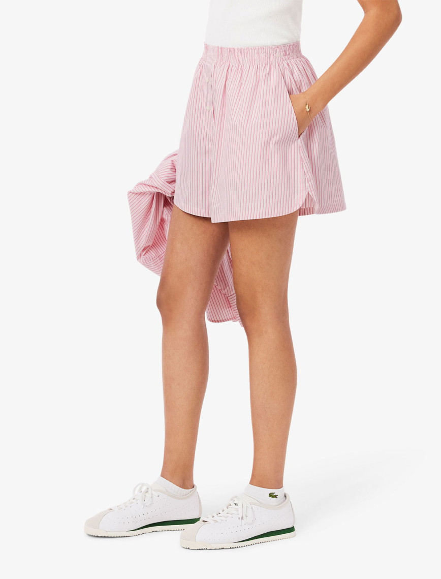 Lacoste Kadın Loose Fit Çizgili Pembe Şort Lacoste Kadın Loose Fit Çizgili Pembe Şort