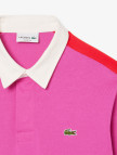 Lacoste Erkek Classic Fit Uzun Kollu Polo Yaka Renk Bloklu Pembe Rugby Polo
