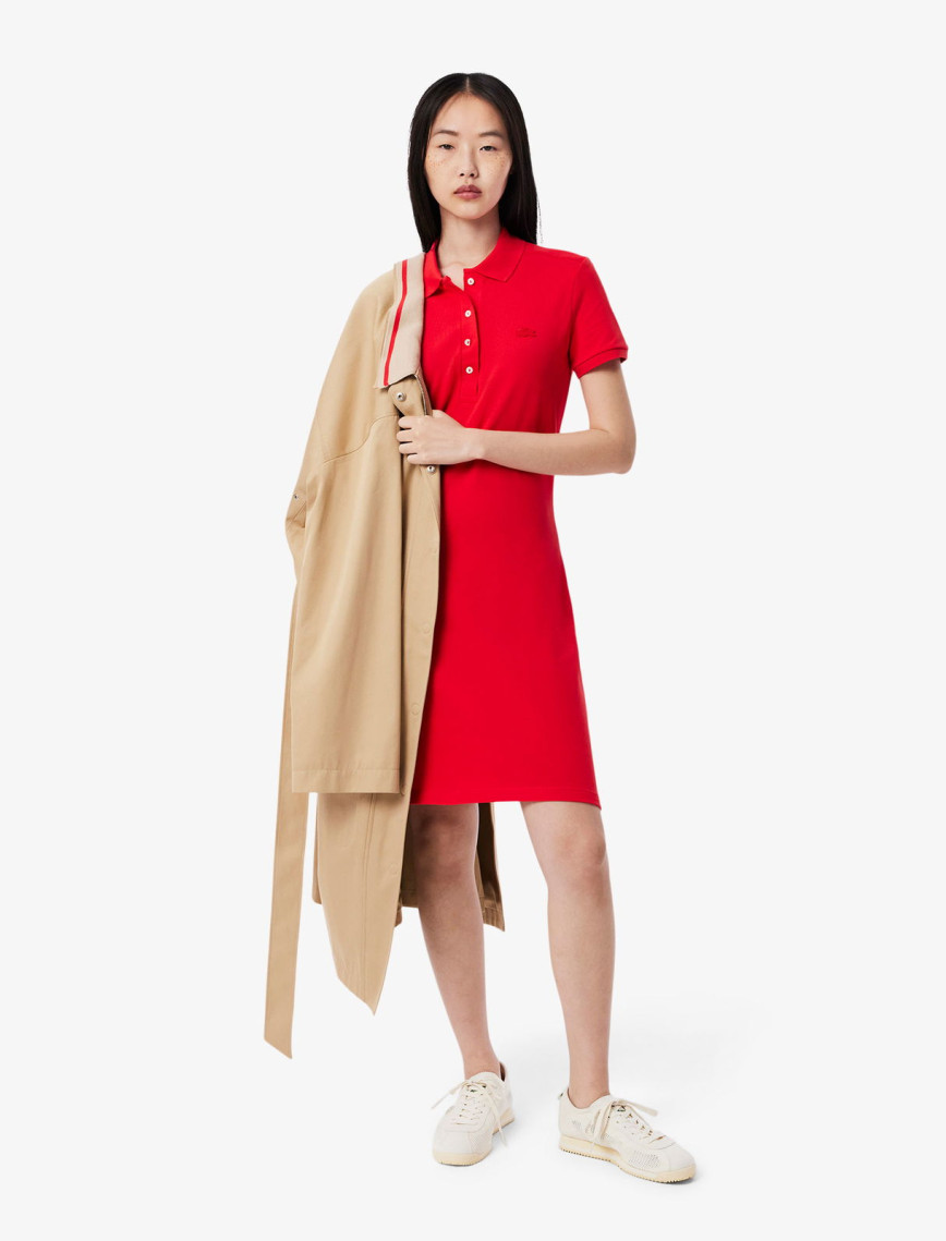 Lacoste Kadın Slim Fit Kısa Kollu Polo Yaka Kırmızı Elbise Lacoste Kadın Slim Fit Kısa Kollu Polo Yaka Kırmızı Elbise