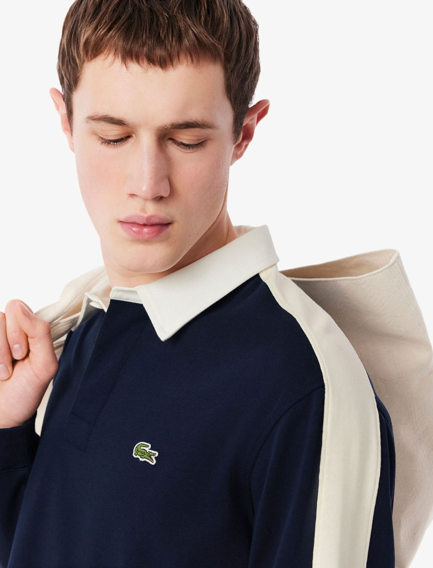Lacoste Erkek Classic Fit Uzun Kollu Polo Yaka Renk Bloklu Lacivert Rugby Polo Lacoste Erkek Classic Fit Uzun Kollu Polo Yaka Renk Bloklu Lacivert Rugby Polo