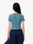 Lacoste Kadın Slim Fit Bisiklet Yaka Mavi T-Shirt Lacoste Kadın Slim Fit Bisiklet Yaka Mavi T-Shirt