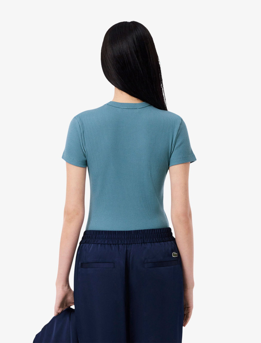 Lacoste Kadın Slim Fit Bisiklet Yaka Mavi T-Shirt Lacoste Kadın Slim Fit Bisiklet Yaka Mavi T-Shirt