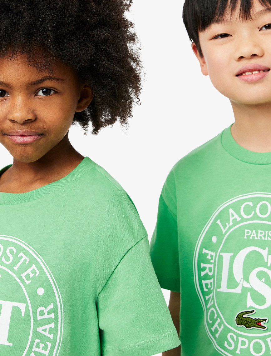 Lacoste Çocuk Bisiklet Yaka Baskılı Yeşil T-shirt Lacoste Çocuk Bisiklet Yaka Baskılı Yeşil T-shirt